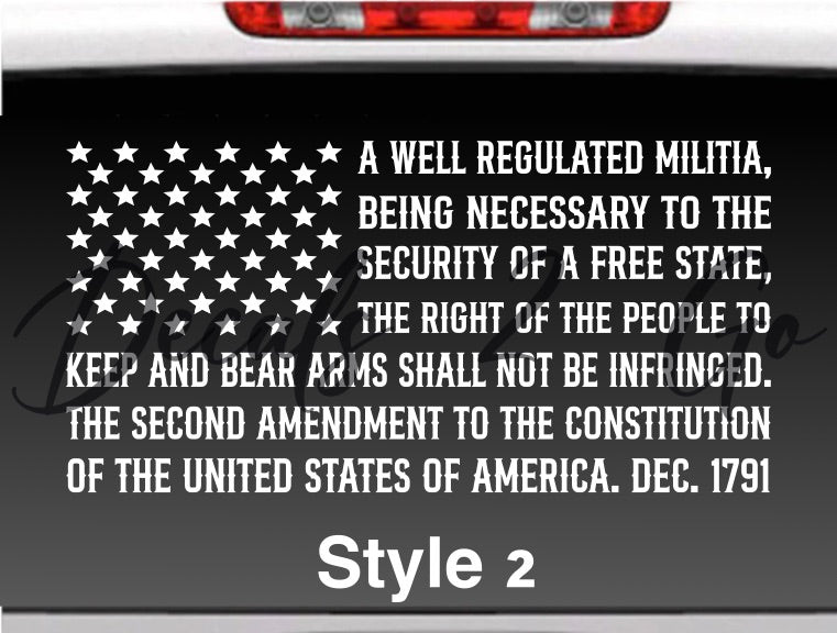 2nd Amendment American Vinyl Decal Sticker for Cars Trucks Walls Mirrors and More