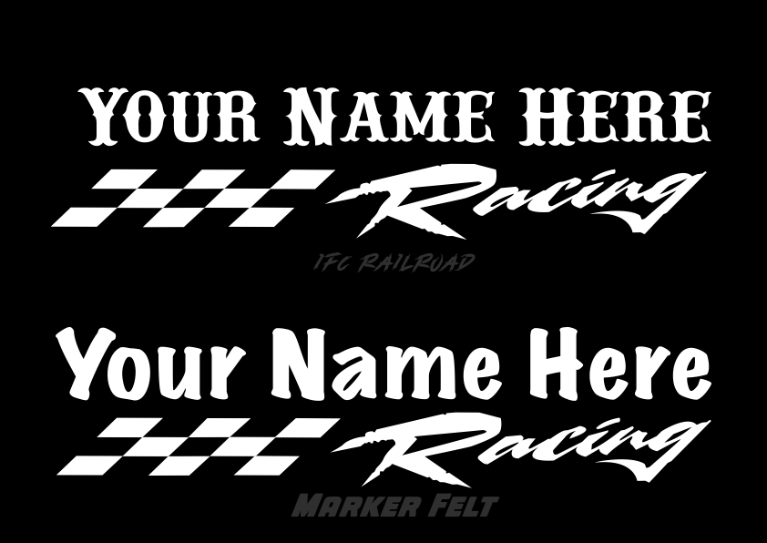 Custom Name Racing Sticker Car Phone Wall Mirror. Iron on for Shirt Hoodie Biker Shorts.