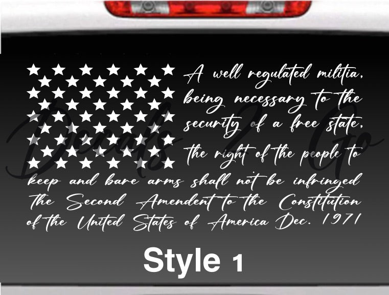 2nd Amendment American Vinyl Decal Sticker for Cars Trucks Walls Mirrors and More