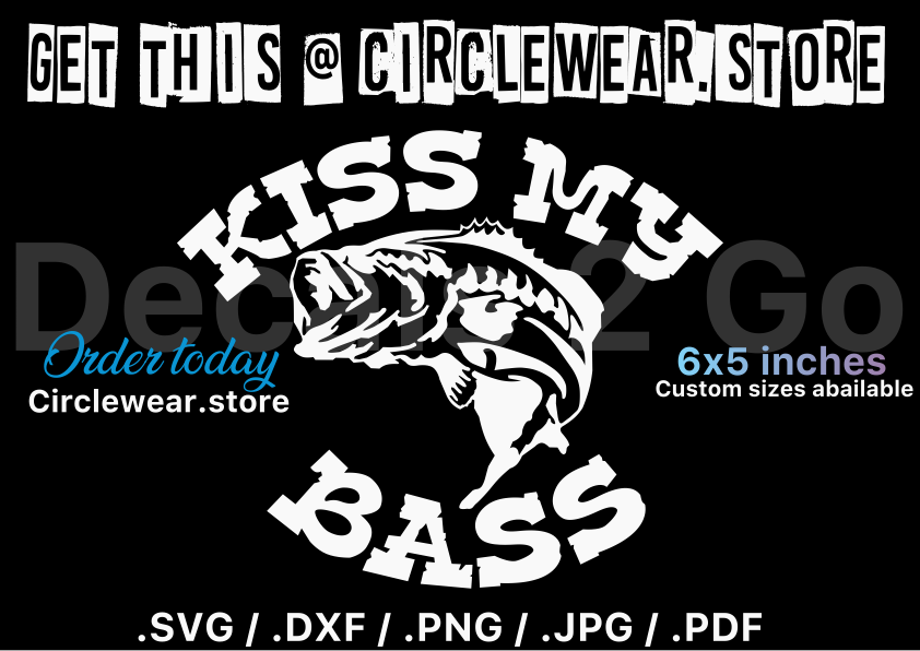 Kiss My Bass Fishing Decal Sticker for Fishermen and Women 6”x5”