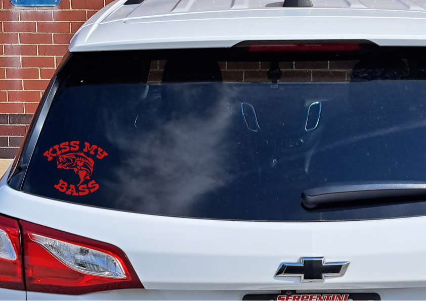 Kiss My Bass Fishing Decal Sticker for Fishermen and Women 6”x5”