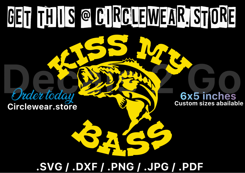 Kiss My Bass Fishing Decal Sticker for Fishermen and Women 6”x5”