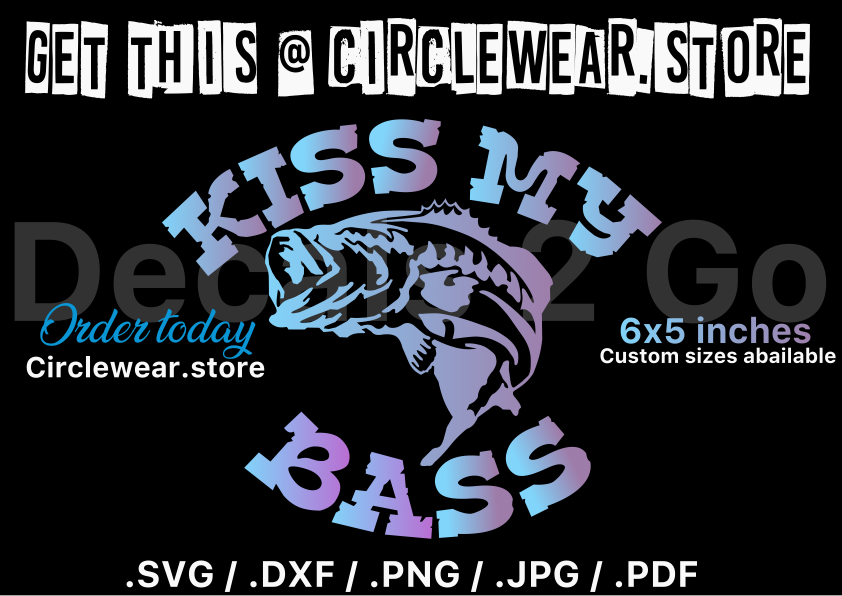 Kiss My Bass Fishing Decal Sticker for Fishermen and Women 6”x5”