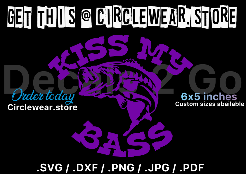 Kiss My Bass Fishing Decal Sticker for Fishermen and Women 6”x5”
