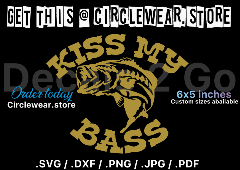 Kiss My Bass Fishing Decal Sticker for Fishermen and Women 6”x5”