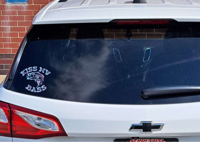 Kiss My Bass Fishing Decal Sticker for Fishermen and Women 6”x5”