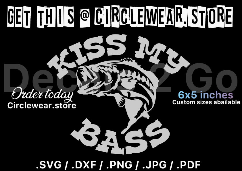 Kiss My Bass Fishing Decal Sticker for Fishermen and Women 6”x5”