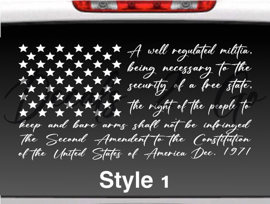2nd Amendment American Vinyl Decal Sticker for Cars Trucks Walls Mirrors and More