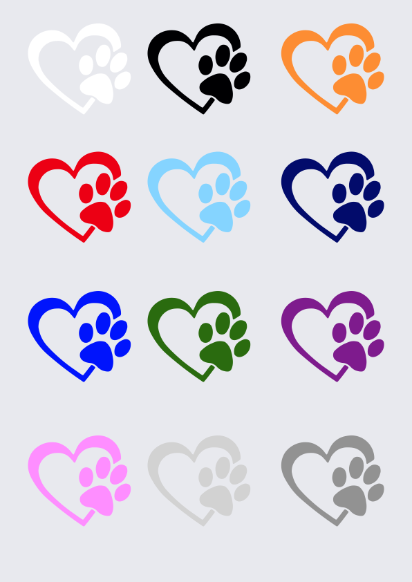 Heart with Dog Paw Decal Vinyl Sticker Car Truck Wall Laptop