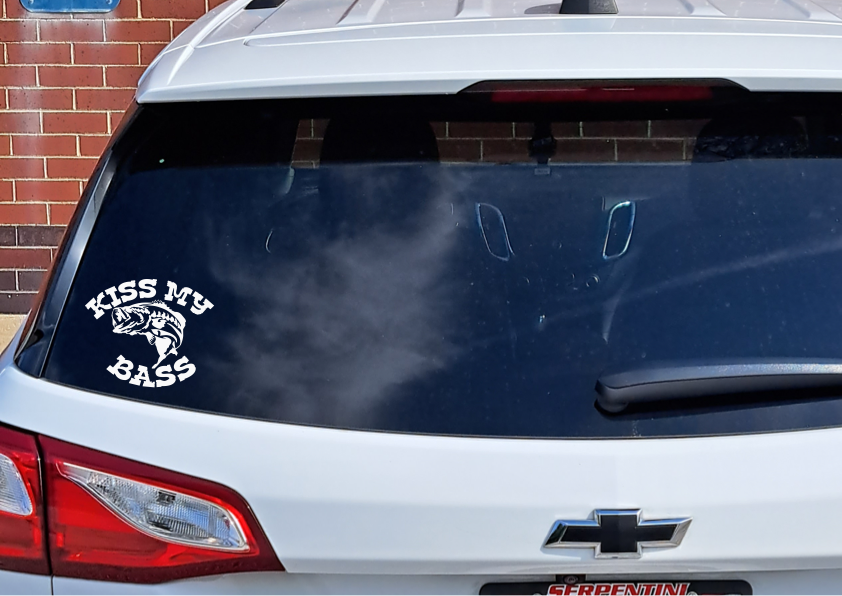 Kiss My Bass Fishing Decal Sticker for Fishermen and Women 6”x5”