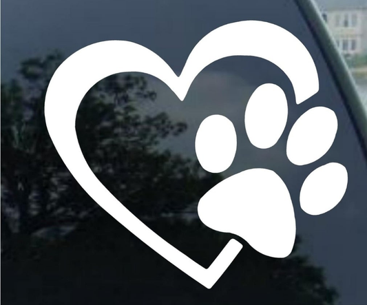 Heart with Dog Paw Decal Vinyl Sticker Car Truck Wall Laptop
