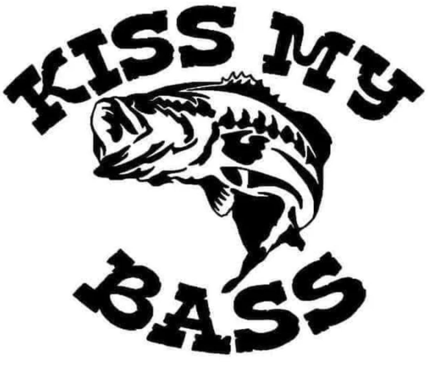 Kiss My Bass Fishing Decal Sticker for Fishermen and Women 6”x5”